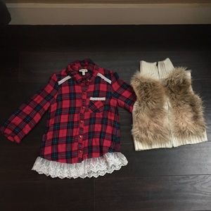Girls Sz Small Vest and Boutique Blouse